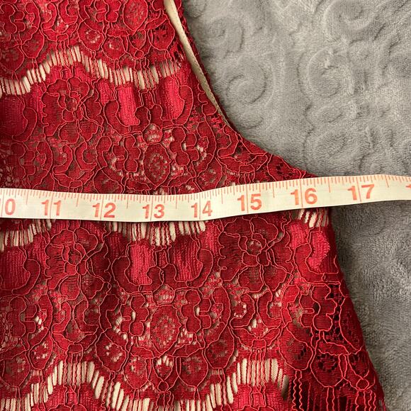 Love, Fire Red Sleeveless Lace Blouse Small - Picture 8 of 9